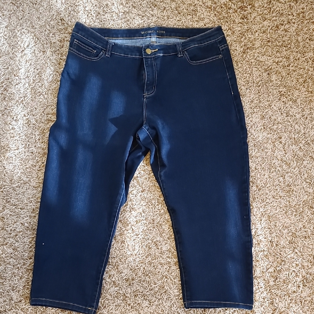 Michael Kors Women's Blue Stretch Denim Crop Jeans